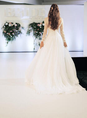As seen on the catwalk at the Bride and Groom show.